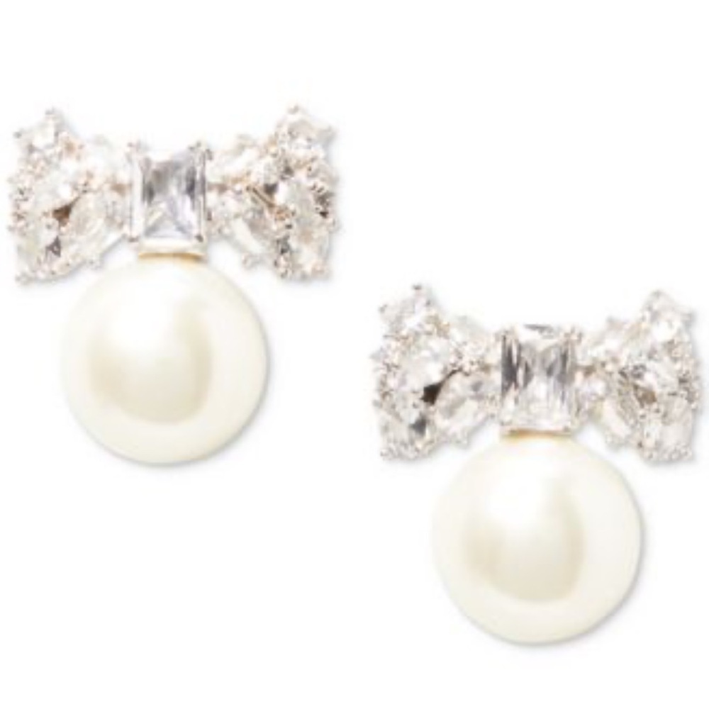 $68 Kate Spade Wrapped in a Bow & Imitation Pearl Statement Stud Earrings